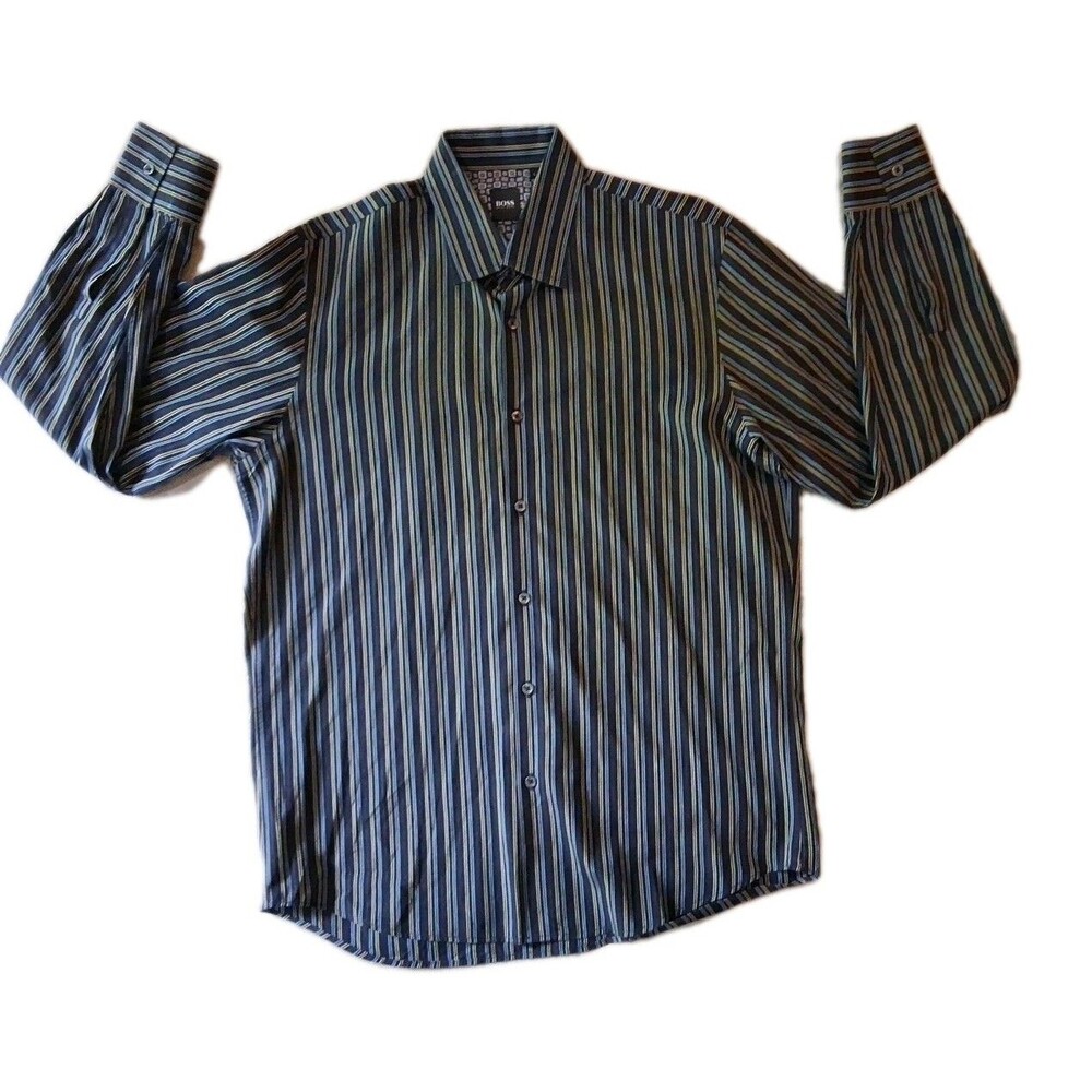 hugo boss Button Up Shirt Blue Large Striped